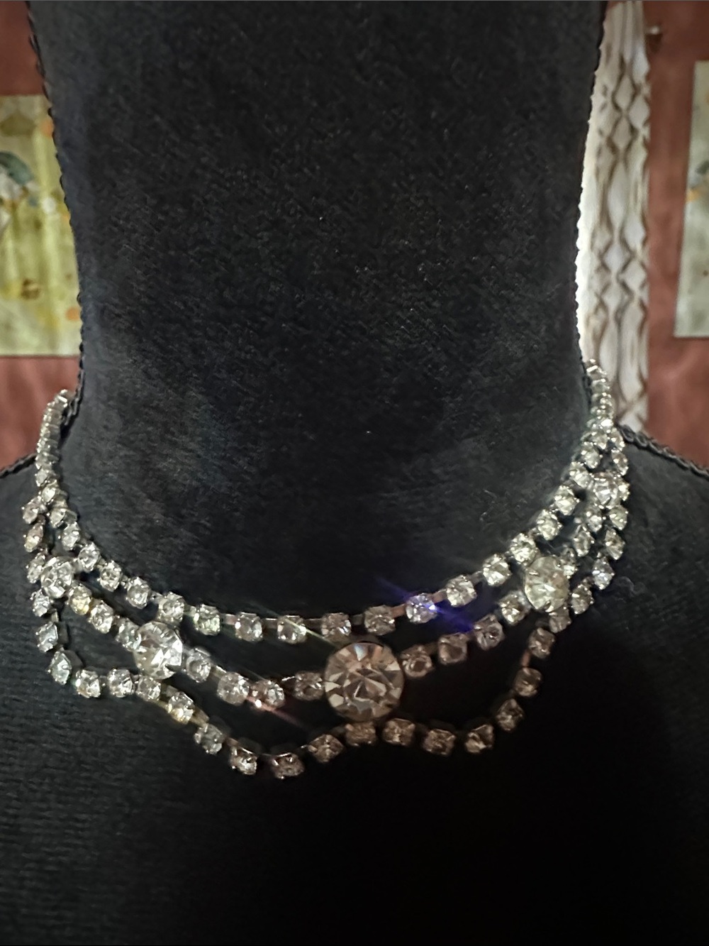 Crystal Multi-Strand Choker Necklace - Silver Tone